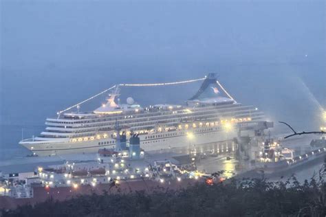 cruise ship crashes into port